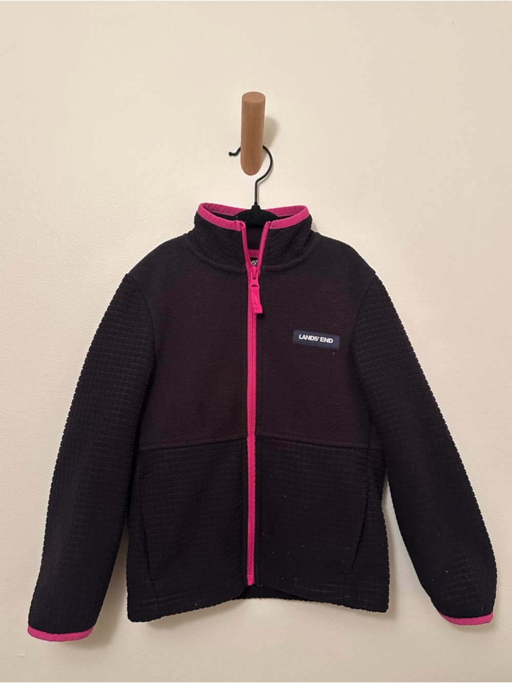 Lands End Girl’s Turtleneck Zip-Up Patterned Cozy Fleece Thermal Jacket